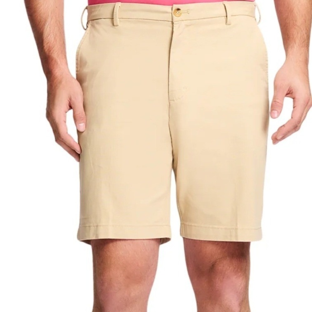 IZOD Saltwater Mens Khaki Tan Chino Shorts 100% Cotton Flat Front 40 10.5